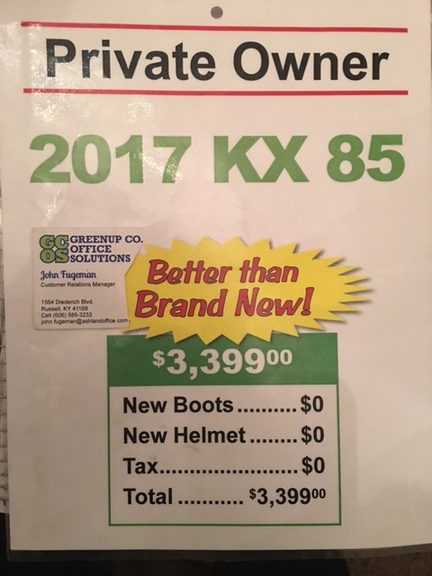 2017 Kawasaki KX 85