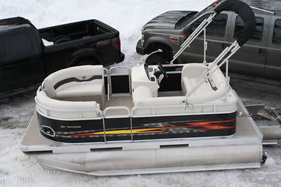 NEW 14 ft Grand Island/Tahoe tritoon with 60 hp and trailer.