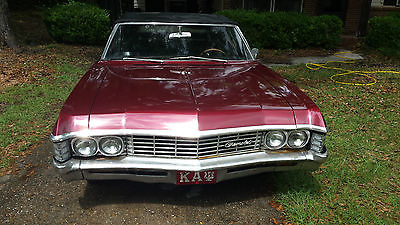 Chevrolet : Impala convertible 1967 impala convertible red 2 door w black interior 350 engine