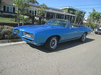 Pontiac : GTO 4 SPEED CONVERTIBLE GTO  1968 pontiac gto convertible 4 speed a c alpine blue hood tach tilt