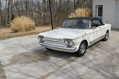 Chevrolet : Corvair monza 1963 corvair monza convertible white w black top good driver 52 years young