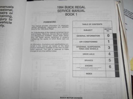 Helm's Factory Service Manual 1994 Buick Regal W Body 2 Volume Set, 2