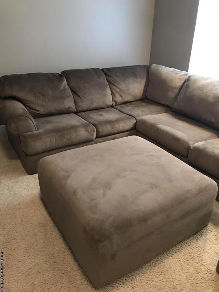 Large sectional couch sofa with ottoman, 2
