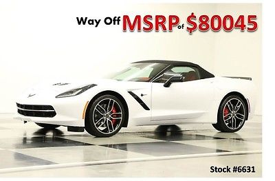 Chevrolet : Corvette MSRP$80045 Z51 3LT NAV ARCTIC WHITE CONVERTIBLE NAVIGATION HEATED COOLED CARBON FIBER AUTO RED LEATHER MEMORY BOSE NEW HEAD UP