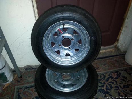 two Crome Trailer Rims And Tires, 0