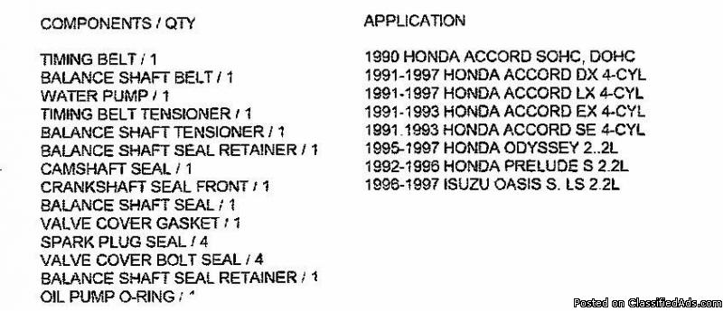 1990-1997 Honda Accord Timing Belt Kit