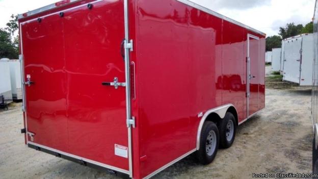8.5 x 16 Red Enclosed Cargo Trailer