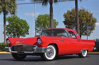 Ford : Thunderbird Roadster 1957 ford thunderbird d code 245 hp 312 ci 4 bbl v 8 flame red over red restored