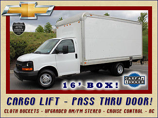 Chevrolet : Express 3500 DRW Van 16' BOX TRUCK 1 owner tailgate lift cargo pass thru door stereo cruise ac 57 gallon fuel tank