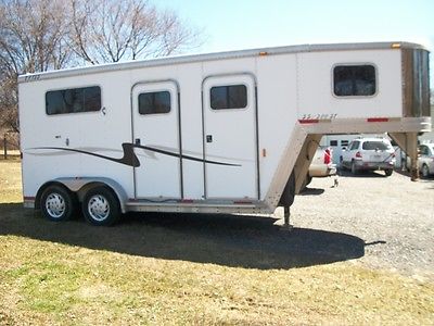 ++ EXISS SS/200 ST GN 2-HORSE TRAILER w/ Dressing-Tack Room ALUMINUM Nice!!