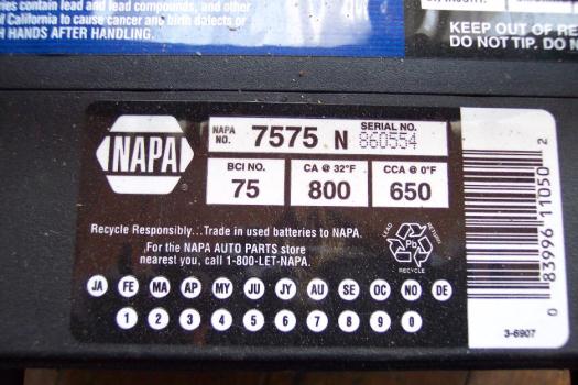 Barely used NAPA 7575 battery