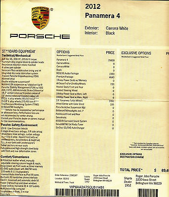 Porsche : Panamera Panamera 4 2012 porsche panamera base hatchback 4 door 3.6 l