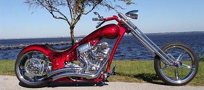 Custom Built Motorcycles : Chopper Red Single Sided 300mm Chopper by Master Custom Builder Dave Welch