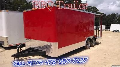 8.5 X 16 Red Concession Trailer with porch