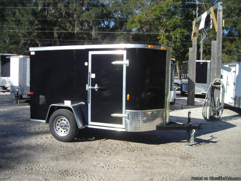 5x8 ENCLOSED TRAILER, Side Door, New 2015 (Black or White In Stock)