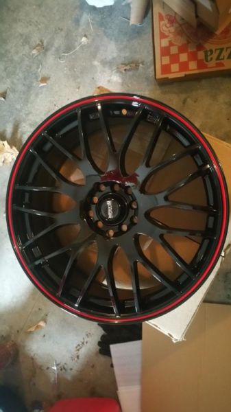 Brand new black and red rims