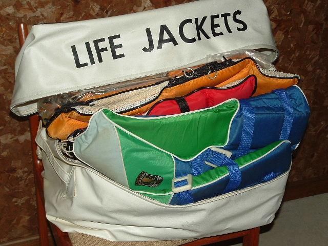 Life Jackets with vinyl storage container