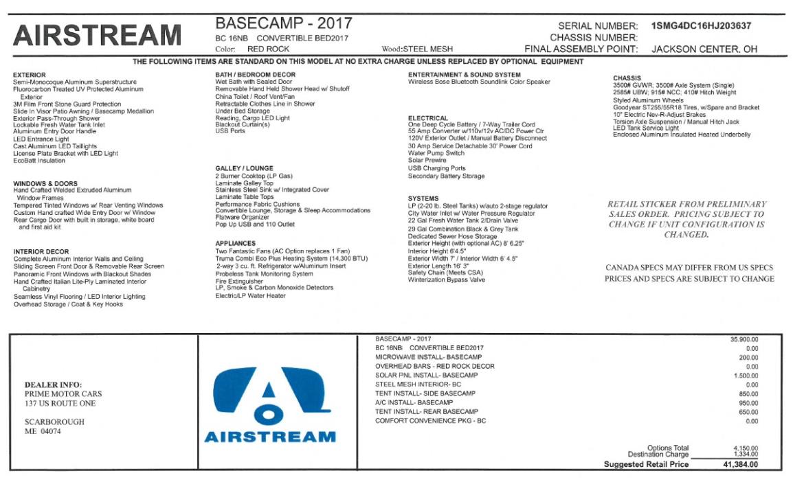 2017 Airstream BASECAMP