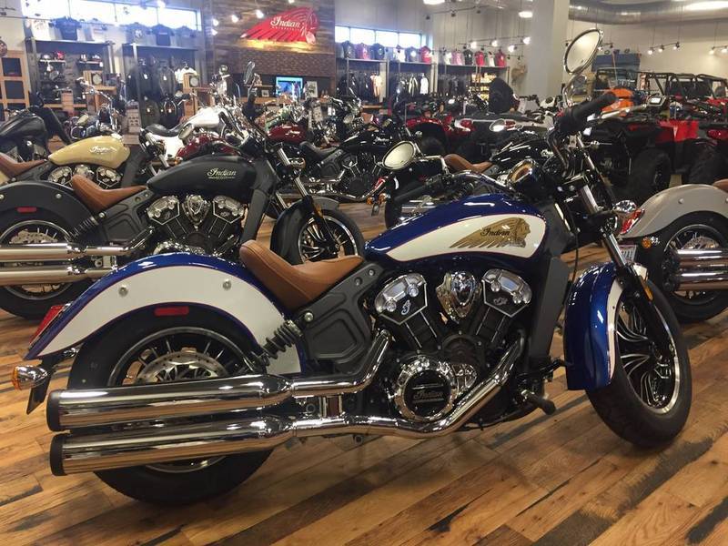 2017 Indian Scout ABS Brilliant Blue Over White and Red