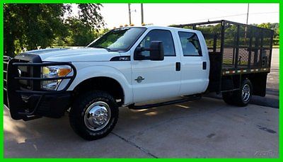 Ford : F-350 XL 2011 xl turbo 6.7 l diesel crew cab 4 x 4 9 ft flatbed w cage landscape roofing bed