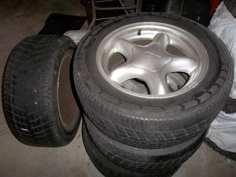 set of mustang rims/2 good used tires out of 4, 0