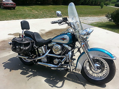 Harley-Davidson : Softail 1994 harley davidson heritage softail classic silver teal leather saddlebags