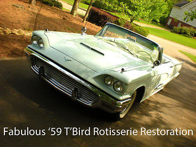 Ford : Thunderbird GORGEOUS 1959 FORD THUNDERBIRD TBIRD CONVERTIBLE FULL ROTISSERIE RESTORATION