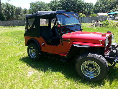Willys : Jeep CJ2A Black/Red 1946 jeep with overdrive fresh red paint winch and more