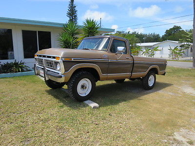 Ford : F-150 XLT 1977 ford f 150 highboy 4 x 4 classic hot rod pickup truck brown and tan 400 auto