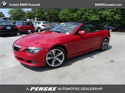 BMW : 6-Series 650i 650 i 6 series low miles 2 dr convertible automatic gasoline 4.8 l 8 cyl i red