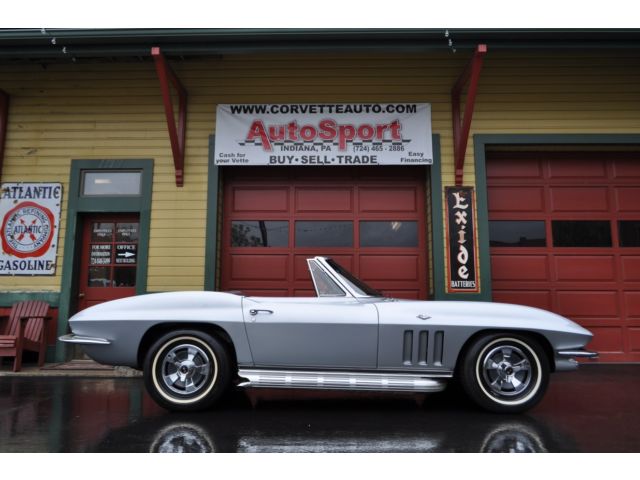 Chevrolet : Corvette 1966 silver pearl corvette s matching 4 sp side pipes same owner 36 yrs