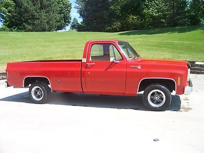 Chevrolet : C-10 Scottsdale 1977 chevrolet c 10 series pickup truck clean red nice solid truck