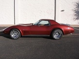 Chevrolet : Corvette Convertible 1975 burgundy convertible stingray 350 sbc 4 speed matching numbers restored
