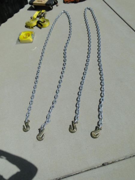 Truckers Chain/Transport Chain, Ratchet Tie Down Straps and Tow Strap
