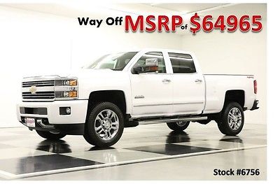 Chevrolet : Silverado 2500 HD MSRP$64695 4X4 High Country GPS Diesel Crew New 2500HD Navigation Heated Cooled Duramax 14 Cab 15 Camera 4WD Chrome White