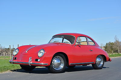 Porsche : 356 356 A COUPE GARAGED CALIF 356A T2 1600 REUTTER COUPE #MATCH RUBY RED/BEIGE LEATHER RESTORED