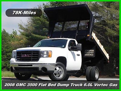 GMC : Sierra 3500 Dump Truck 08 gmc sierra 3500 hd flat bed dump truck 4 x 4 6.0 l vortec gas chevrolet chevy ac
