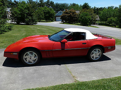 Chevrolet : Corvette Convertible Red 1988 Convertible with White Top; 58K Miles