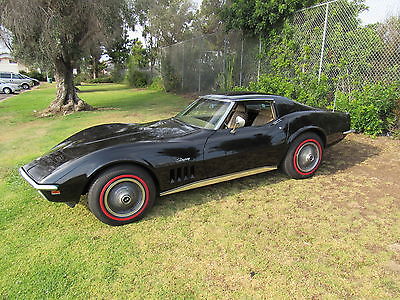 Chevrolet : Corvette coupe 1969 black corvette w saddle reduced 350 loaded 16 options