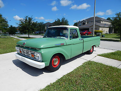 Ford : F-100 Pick up 1964 ford f 100 green flat paint rat rod style