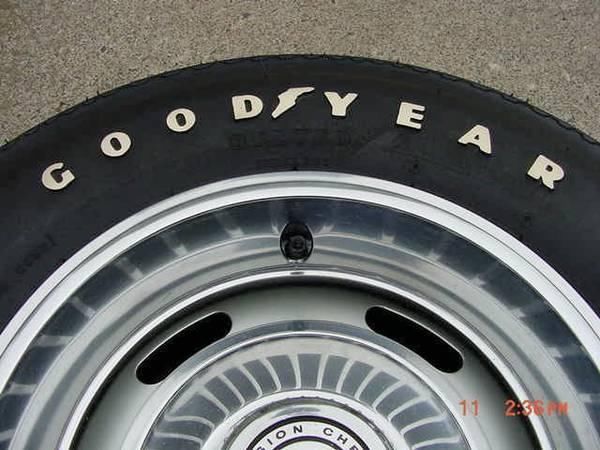Goodyear Polyglas RWL tires mounted on Rallye wheels: Set of Five, 0