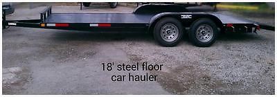 18FT STEEL FLOOR CAR HAULER WITH RECESSED D-RINGAS AND HEAVY DUTY SLIDE IN RAMPS