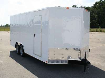 New 8.5x16 Enclosed Trailer V-Nose Ramp WHITE OR BLACK, RACE READY AVAILABLE