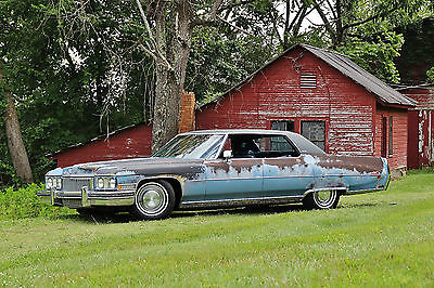 Cadillac : DeVille Sedan Deville 1973 caddy rat patina led sled rat rod hot rod cruiser 32 k wow lowered