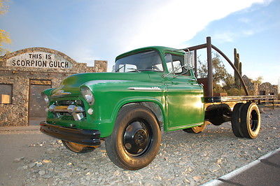 Chevrolet : Other Pickups 2 Door 1956 classic chevy 1 1 2 ton dually stake and platform flat bed navy truck