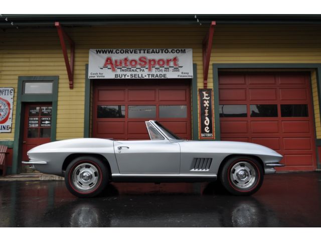 Chevrolet : Corvette 1967 silver pearl black corvette convertible s matching 350 hp 4 speed