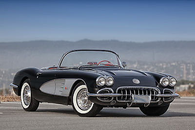 Chevrolet : Corvette Gloss Black w/ Silver Coves 1958 chevrolet corvette black on red silver coves 2014 15 restoration