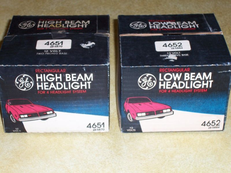 rectangular headlights 4651 high beam & 4652 low beam NOT used