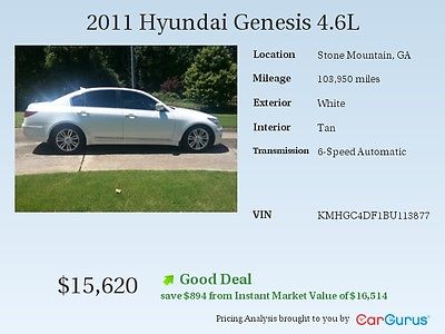 Hyundai : Genesis 4.6 Sedan 4-Door 2011 hyundai genesis 4.6 l v 8 engine fully loaded w tech package
