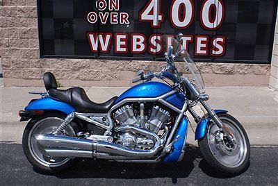 Harley-Davidson : VRSC V Rod 2004 hard davidson vrsca v rod low miles chrome windshield back rest blue v rod